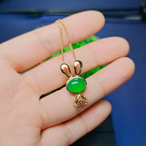 Pendentif Lapin En Jade Vert Naturel Pour Femmes, Bijoux En Pierre De Jades, Breloques Chrysoprase, Amulette, Cadeaux Pour Dames