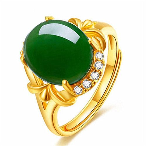 Bagues Vintage En Or 14k Pour Femmes, Bijoux En Jade Vert, Émeraude, Pierres Précieuses, Zircon, Couleur Or, Accessoires De Fête, Cadeau D'anniversaire