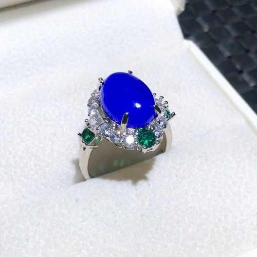 Bague En Calcédoine Bleue Pour Femmes, Bijou Ajustable En Pierre De Jades Naturelle Et Authentique Certifiée, Cadeau Pour Dames, Accessoires De Bijouterie À La Mode