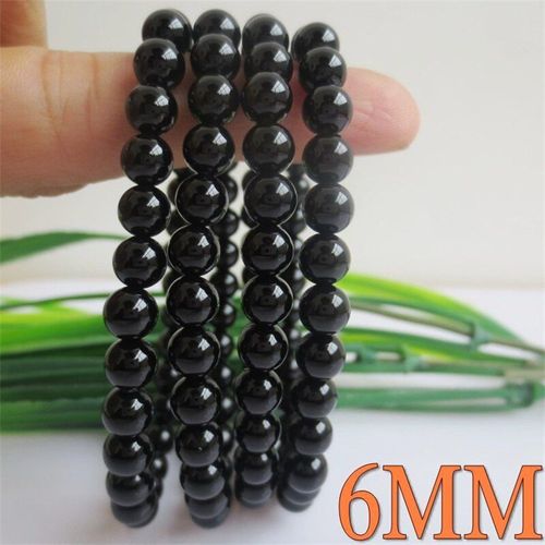 Bracelet En Agate Noire, Perle De Jade Naturelle Sculptée À La Main De 6 À 14mm De Diamètre, Bijoux À La Mode, Cadeaux De Chance Pour Hommes Et Femmes, Offre Spéciale