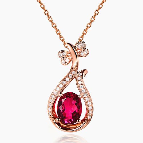 Collier Ras Du Cou En Pierres Précieuses Pour Femmes, Couleur Or Rose, Cristal Rouge, Rubis, Pendentif En Diamant, Bijoux À La Mode, Chaîne, Accessoires