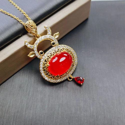Collier Pendentif En Jade Pour Femmes, Bijou En Cornaline Incrustée De Glace Naturelle, Cadeau, 100%, 925