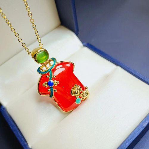 Pendentif En Argent 2021 Incrusté De Cornaline De Glace Naturelle, Collier En Jade 925, Bijoux Pour Femmes, Cadeau, 925
