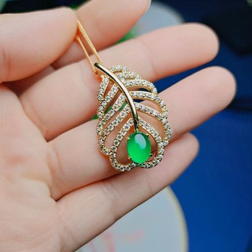 Pendentif En Pierre De Jades, Calcédoine Verte, Feuille De Diamant, Breloques, Bijoux À La Mode, Amulette En Pierre Naturelle Authentique, Cadeaux Pour Filles, Accessoires