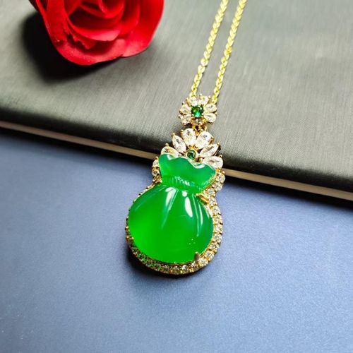 Pendentif En Calcédoine Verte Naturelle Véritable, Breloques À La Mode, Bijoux En Pierre De Jades Chinoise Véritable, Amulette, Cadeaux Pour Filles, Accessoires