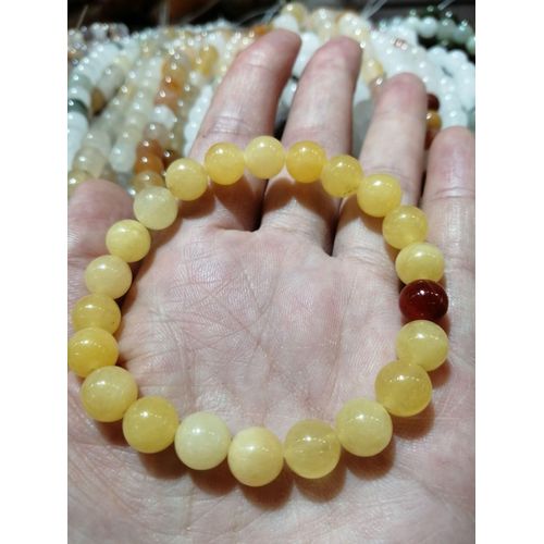 Bracelet En Jade Jaune Naturel Véritable Pour Femmes, Accessoires De Bijoux, Perles En Pierre De Jades Véritables, Bracelets Perlés Élastiques, Cadeaux Pour Dames