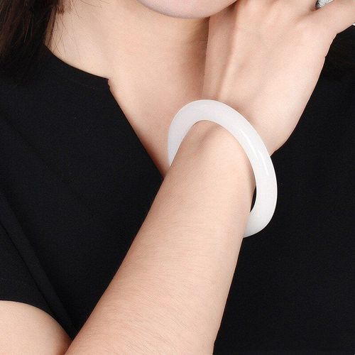 Suet Sculpté À La Main, Bracelet En Jade Blanc, Barre Ronde, Baranglet 52-64mm, À La Mode, Cadeaux De Chance Pour Hommes Et Femmes, Offre Spéciale