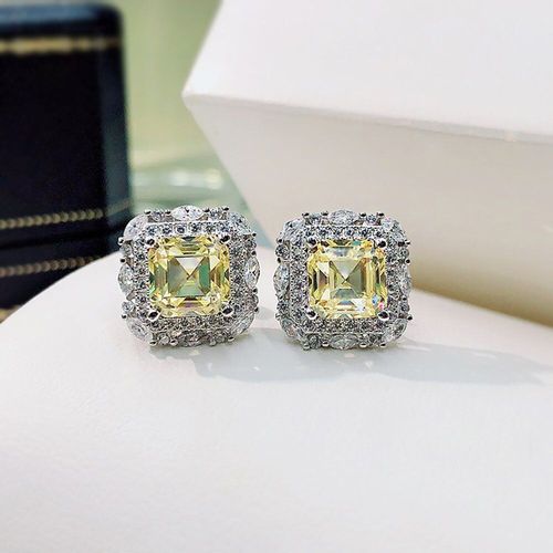 Boucles D'oreilles En Argent Sterling 2021 Pour Femmes, Bijoux Fins De Luxe, 7x7 En Topaze, Saphir Rose, Pour Fête De Mariage, Nouvelle Collection 925