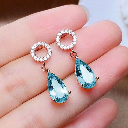 Boucles D'oreilles En Cristal Topaze Citrine Pour Femme Et Fille, Bijoux Tendance, Pierres Précieuses, Diamants, Or Rose, Blanc, Argent