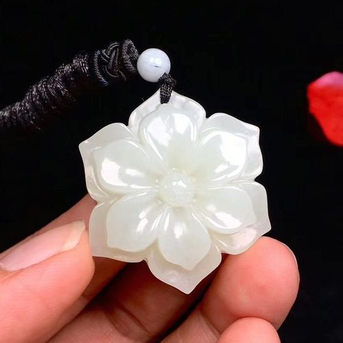 Pendentif Fleur De Jade Blanc Naturel Véritable Pour Femmes, Breloques, Bijoux À La Mode, Accessoires En Pierre De Jade Chinois Véritable, Cadeaux Amulette