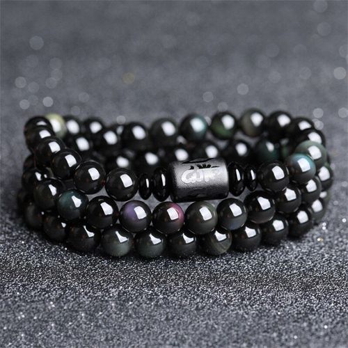 Bracelet En Obsidienne Naturelle Sculptée À La Main, Bijoux À La Mode, Accessoires, Cadeaux Porte-Bonheur Pour Hommes Et Femmes, Offre Spéciale