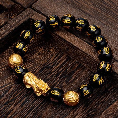 Bracelet En Jade Naturel Sculpté À La Main, Baranglet Pixiu Obsidienne Six Personnages Mantra, Bijoux À La Mode, Cadeaux De Chance Pour Hommes Et Femmes, Offre Spéciale