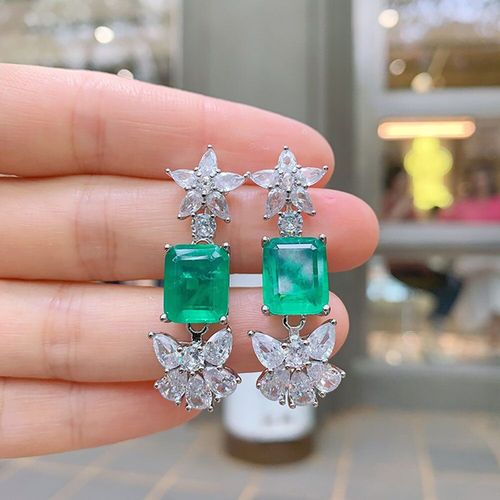 Boucles D'oreilles De Laboratoire En Argent Sterling 2021, Bijoux De Luxe En Diamant, 10x12mm, Paraiba, Émeraude, Rubis, Pierres Précieuses, Cadeau Pour Femmes, Nouvelle Collection 925