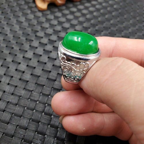 Bague En Argent Et Jade Vert Pour Hommes, Bijoux Fins En Pierre De Jades Naturelle Véritable Certifiée, Accessoires, Cadeaux Pour Hommes