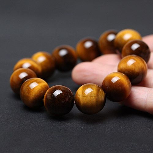 Bracelet En Jade Naturel Carv Pour Hommes Et Femmes, 6-12mm, Pierre D'oeil De Tigre, Marron Jaunâtre, Bijoux À La Mode, Amulette, Cadeaux De Chance, Offre Spéciale