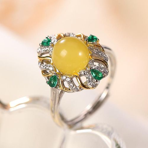 Bague En Ambre Naturel De La Baltique, Argent Sterling 925 Plaqué Or, Réglable, Jaune, Cadeau De Mariage, Bijoux De Guérison Pour Femmes