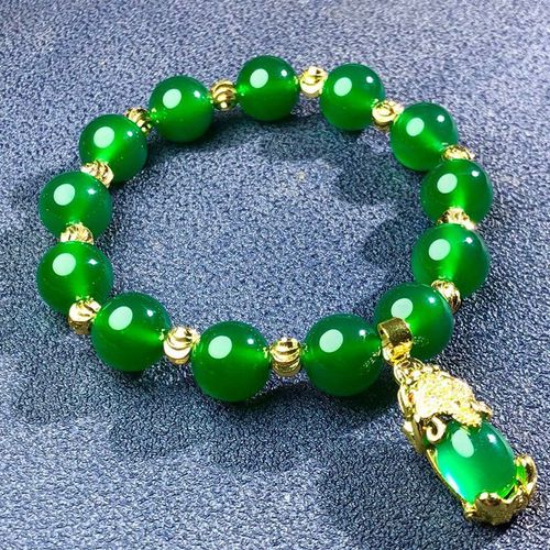Bracelet En Jade Vert Naturel Véritable Pour Hommes Et Femmes, Bijoux Fins, Pendentif Pixiu Porte-Bonheur, Amulette, Chrysoprase Perlée, Cadeaux