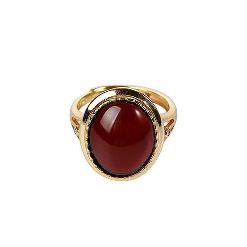 Bague D'ambre De Sang Naturel Mexicain En Argent Sterling 925 Plaqué Or, Anneau D'ambre Rouge Réglable, Fête De Mariage, Bijoux Cadeaux Pour Femmes