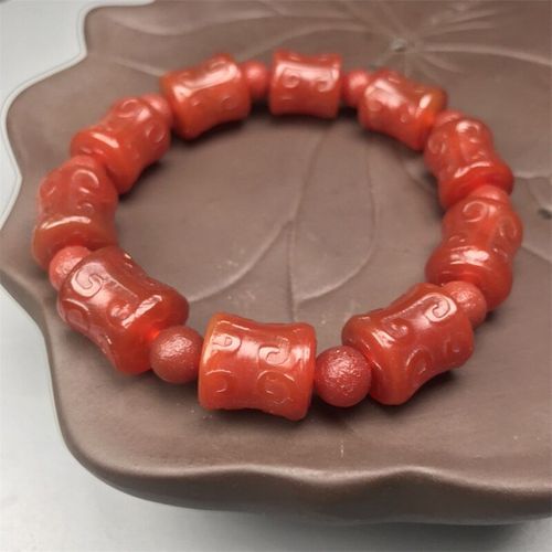 Bracelet Dzi Tibétain À Neuf Yeux En Onyx Rouge Sculpté À La Main, Bijoux À La Mode Pour Hommes Et Femmes, Porte-Bonheur, Cadeau 1