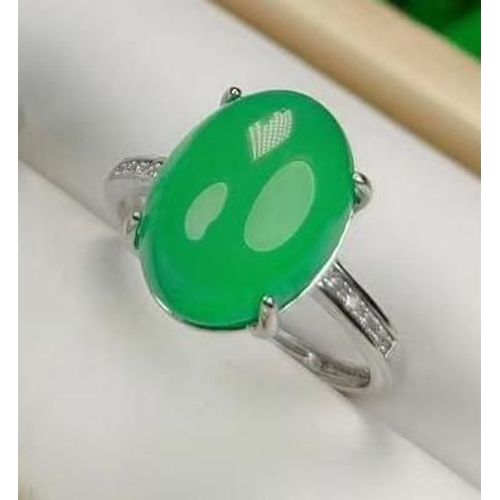 Bague En Pierre De Jade Vraiment Naturelle, Bague Incrustée De Cornaline Verte Glacée, Bijoux Pour Hommes Et Femmes, Cadeaux Amulette Porte-Bonheur