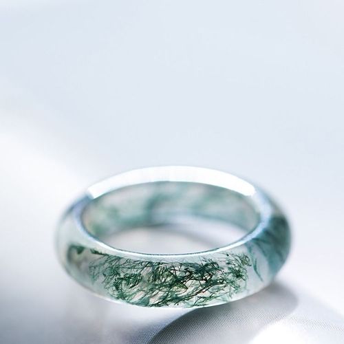 Bague En Jade Naturel Pour Hommes Et Femmes, En Agate Aquatique, Véritable Pierre De Jades, Accessoires De Bijouterie À La Mode