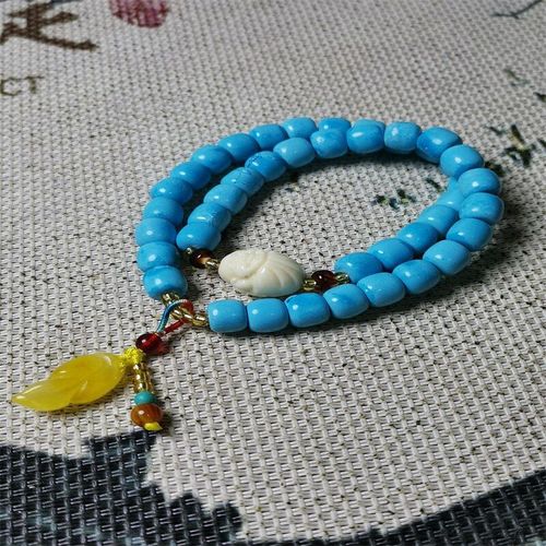 Bracelet En Porcelaine Turquoise Naturelle Sculptée À La Main, Bijoux À Double Cercle Avec Des Feuilles Bleues, À La Mode Pour Hommes Et Femmes, Cadeaux Porte-Bonheur, Offre Spéciale, 3