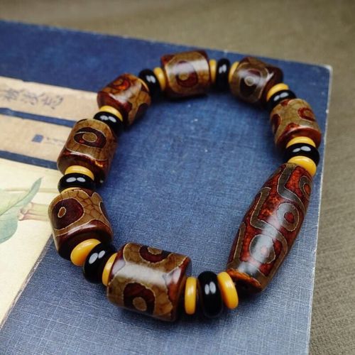 Bracelet En Agate Tibétaine Naturelle Sculptée À La Main, Perles Dzi À Neuf Yeux, Bijoux À La Mode, Cadeaux Porte-Bonheur Pour Hommes Et Femmes, Offre Spéciale, 1