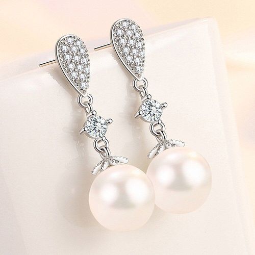 Boucles D'oreilles Pendantes Pour Femmes, Bijoux En Cristal, Zircon, Couleur Or Blanc 18k, Accessoires De Fête, Nouveau