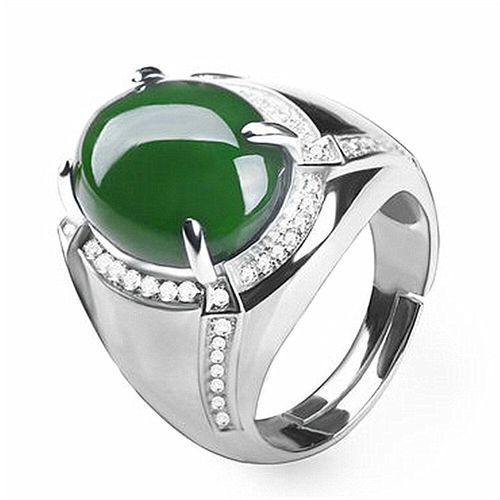 Bague En Jade Vert Émeraude Pour Homme, Bijoux En Pierres Précieuses, Couleur Argent, Blanc, Or, Accessoires De Fête, Cadeaux, À La Mode