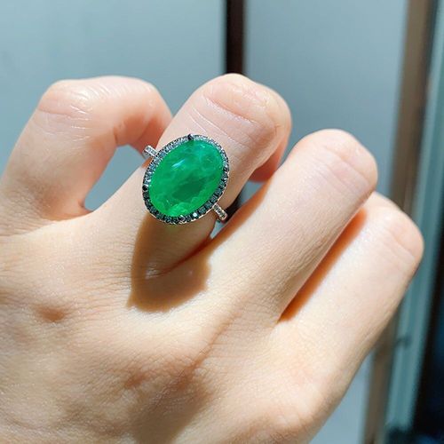Bagues Vintage En Argent Sterling 925 Et Diamant Pour Femme, Bijoux Fins Ovales, Paraiba, Tourmaline, Émeraude, Topaze, 10x14mm