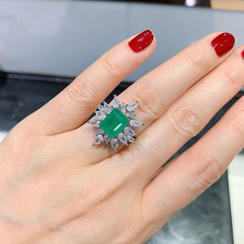 Bagues Paraiba En Argent Sterling 925, 8x10mm, Tourmaline, Émeraude, Rubis, Diamant De Laboratoire, Fête De Cocktail, Mariage, Bijoux Fins, Accessoire, Cadeau