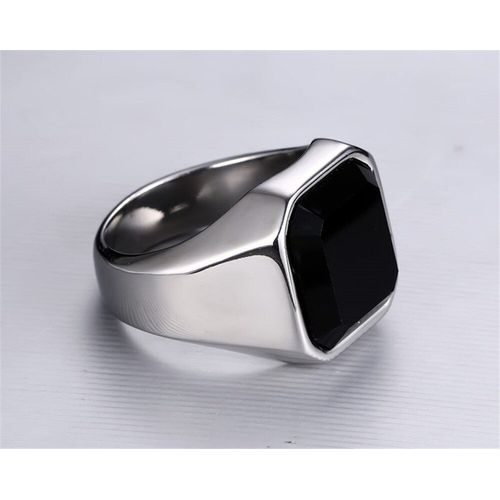 Bague En Agate Pour Hommes, Grande Pierre Précieuse Noire, Couleur Or Et Argent, Titane, Acier Inoxydable, Concis, Mode Cool, Bijoux Anillos