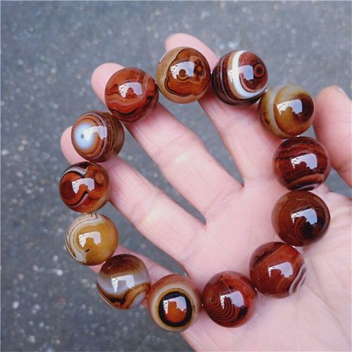 Bracelet En Agate Baranglet Naturelle Sculptée À La Main Pour Hommes Et Femmes, Perles Brunes Foncées, Bijoux À La Mode, Cadeaux Porte-Bonheur, Offre Spéciale