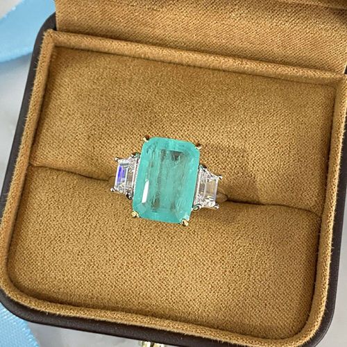 Bague De Fiançailles De Mariage Pour Femmes, Rétro, Argent Sterling 925, Pierre Bleue, Aigue-Marine, Paraiba, Tourmaline, Diamant À Haute Teneur En Carbone, 10x14mm