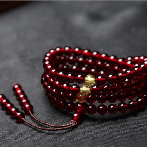 Perles Rondes De Prière Pour Femmes Et Hommes, 8mm, Collier Bouddhiste, Véritable Sang Naturel, Rouge Ambre, Bracelets De Pierres Précieuses, 108