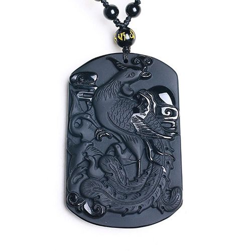 Collier Amulette Avec Pendentif En Obsidienne Noire Naturelle Pour Hommes Et Femmes, Bijoux En Cristal, En Jade, Cadeaux, Livraison Directe