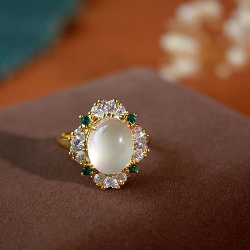 Bague En Argent Jade Blanc Naturel Ajustable, Bijoux En Pierre De Jades Véritable, Calcédoine, Accessoires, Cadeaux Pour Femmes