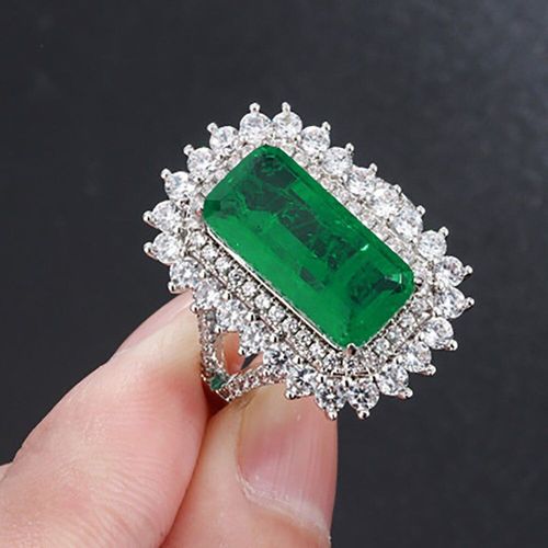 Bague De Cocktail Pour Femmes, En Argent Sterling 2021, Émeraude À Haute Teneur En Carbone, Bijoux Cadeaux D'anniversaire, Tendance 925