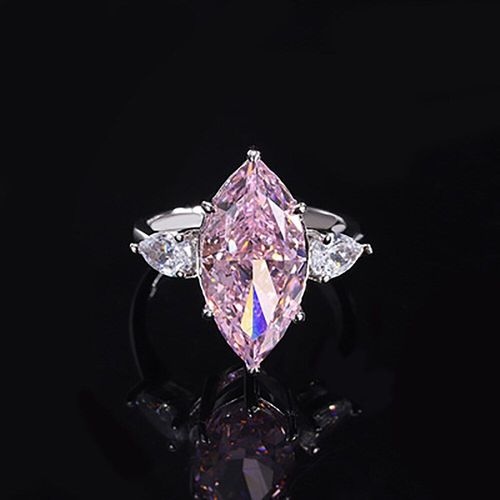 Bague De Mariage En Argent 100% Pour Femme, Bijou De Princesse, Quartz Rose, Haute Teneur En Carbone, Diamant, Idée Cadeau Pour Fille, 9x18mm, 925