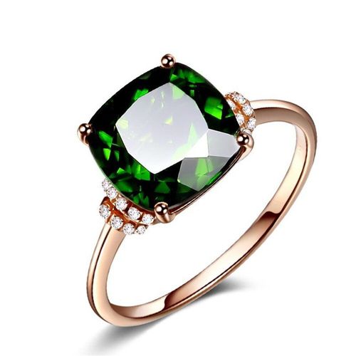 Bague En Cristal Émeraude Pour Femmes Et Filles, Bijoux De Fiançailles En Zircon Et Diamant, Couleur Or Rose, Cadeau De Noël