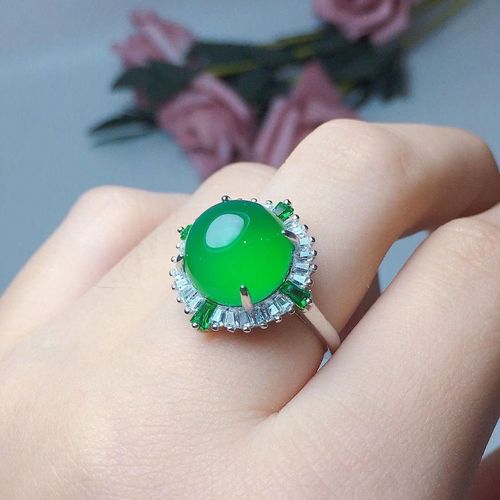 Bague En Jade Sculpté À La Main Pour Femmes, Bijou De Boutique De Mode, Incrusté D'argent 925, Ouverture Réglable