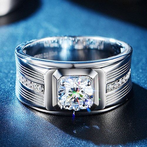 Bague En Zircon Pour Hommes, 2carats, Pierres Précieuses Moissanite, King, Or Blanc 18k, Couleur Argent, Bijoux De Mariage