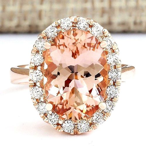 Bagues De Luxe Ovales En Or Rose 18k Pour Femmes, Pierres Précieuses, Cristal, Champagne, Zircon, Accessoires De Fête