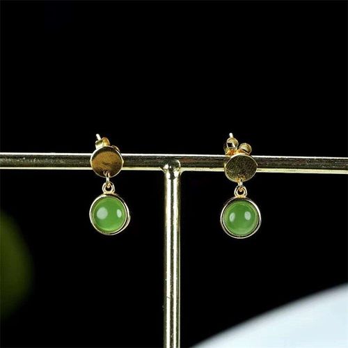 Boucles D'oreilles En Jaspe Naturel Sculpté À La Main, En Argent 925, Perles Rondes En Mosaïque, Clous, Bijoux À La Mode, Cadeaux De Chance Pour Hommes Et Femmes, Offre Spéciale