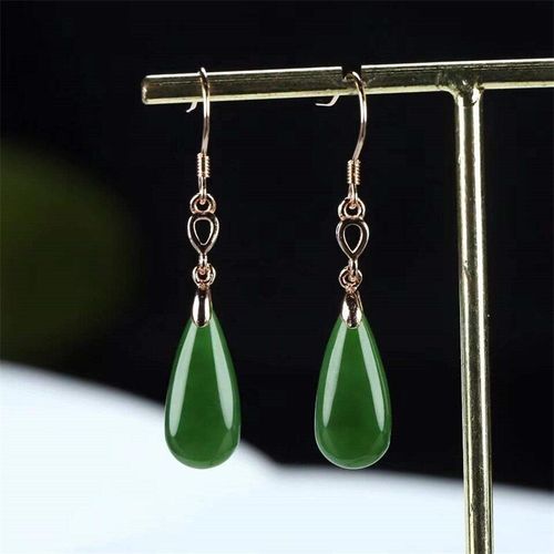 Boucles D'oreilles En Jaspe Naturel Sculpté À La Main 925 Argent Gufajin Incrusté De Gouttelettes D'eau, Clous, Bijoux À La Mode, Cadeaux De Chance Pour Femmes, Meilleure Vente