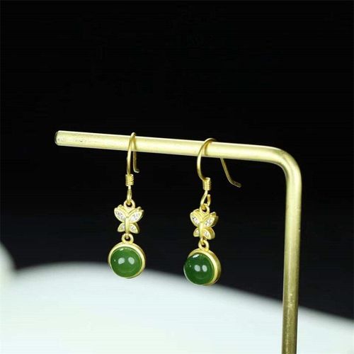 Boucles D'oreilles En Jaspe Naturel Sculpté À La Main, En Argent 925, Avec Mosaïque, Clous, Accessoires De Bijoux À La Mode, Cadeaux De Chance Pour Hommes Et Femmes, Offre Spéciale