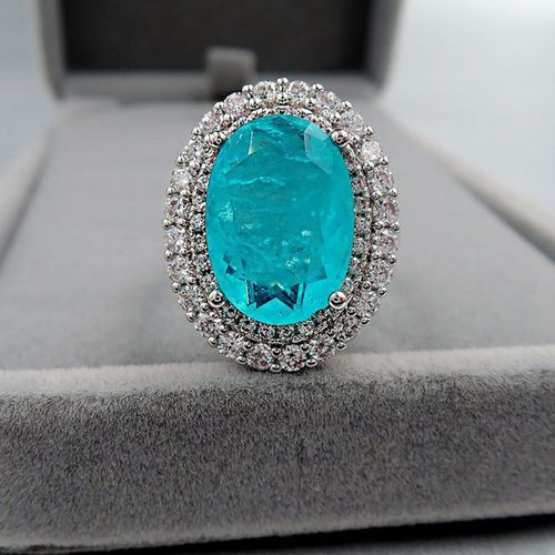 Bague De Fiançailles En Argent Sterling 100%, Bijoux Fins Pour Femmes, Vintage, 10x14mm, Paraiba, Tourmaline, Pierres Précieuses, Cadeau De Mariage
