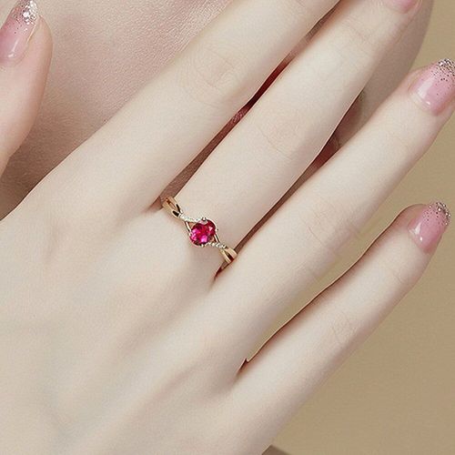 Bagues En Or Rose Pour Femmes, Bijoux Concis En Cristal Rouge, Pierres Précieuses, Cadeaux D'anniversaire De Fête