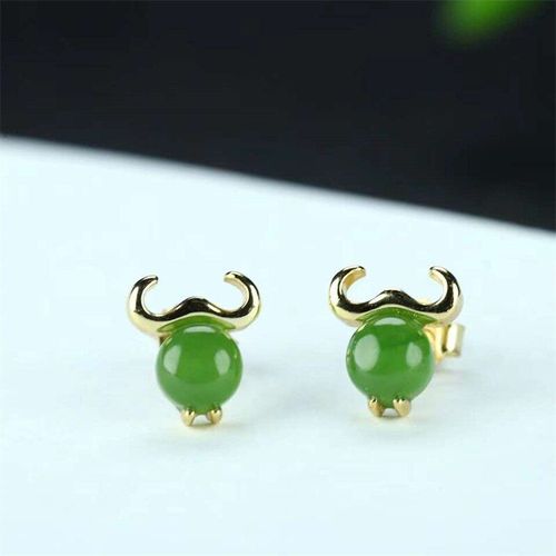 Boucles D'oreilles En Jaspe Niuniu, En Argent 925 Naturel Sculpté À La Main, Gufajin Mosaïque, Bijoux À La Mode, Cadeaux De Chance Pour Hommes Et Femmes, Offre Spéciale