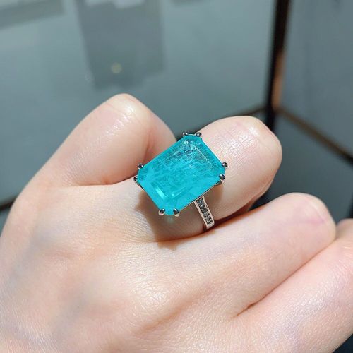 Bague En Argent Sterling 925 Avec Grosse Pierre Précieuse Pour Femme, Bijoux De Mariage, Cadeau D'anniversaire, Paraiba, Tourmaline, Topaze, 12x16